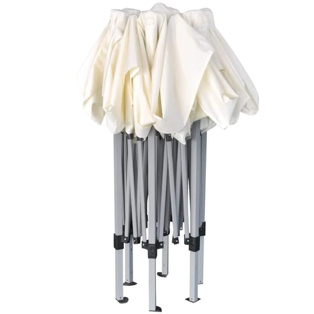 Pop-Up-Partyzelt Hexagonal Faltbar Cremeweiß 3,6x3,1 m