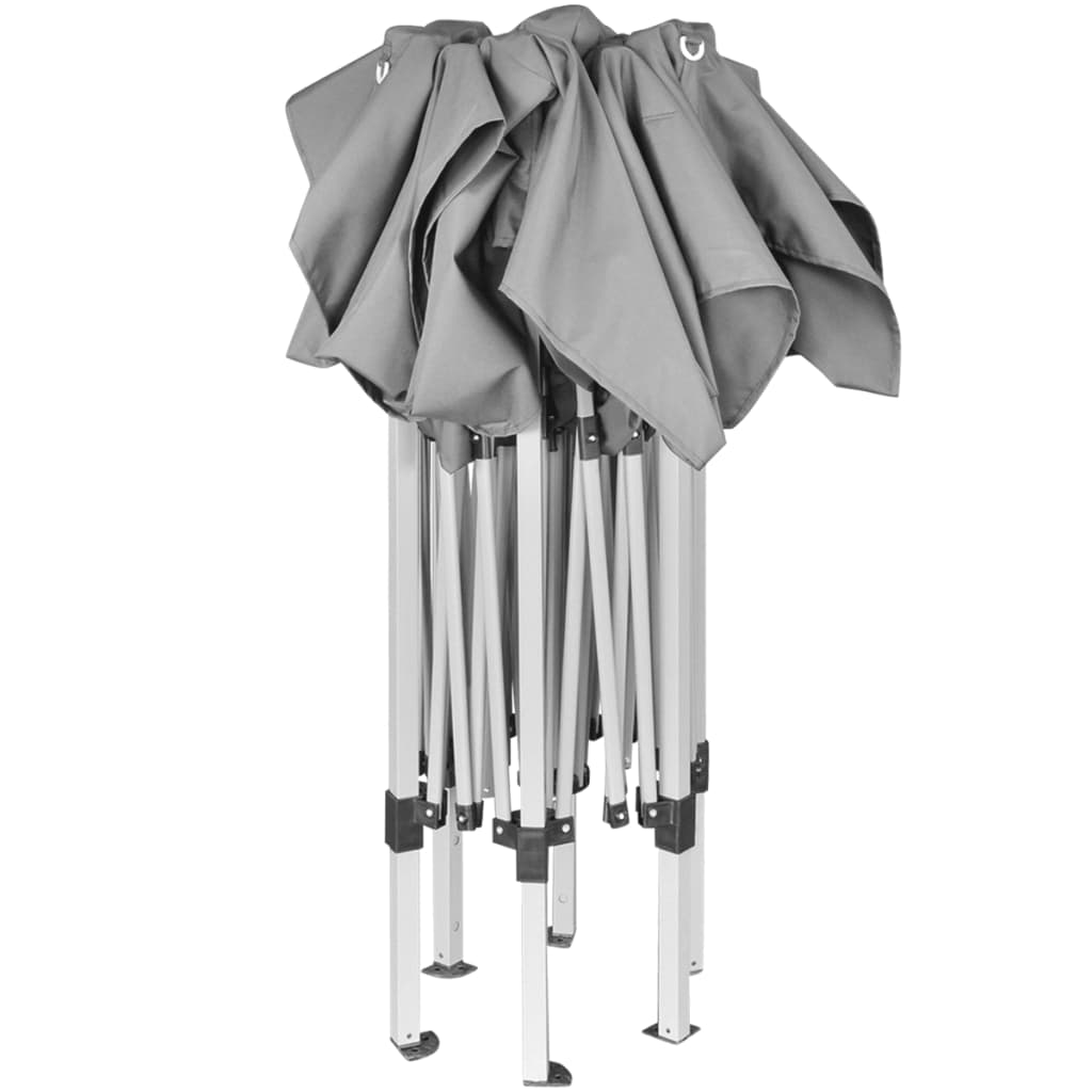 Pop-Up-Partyzelt Hexagonal Faltbar Grau 3,6x3,1 m