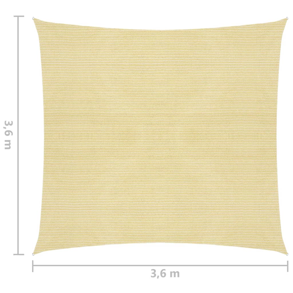 Sonnensegel HDPE Quadratisch 3,6x3,6 m Beige