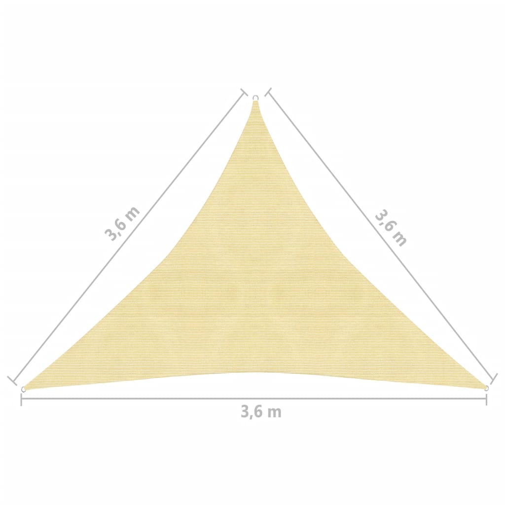 Sonnensegel HDPE Dreieckig 3,6x3,6x3,6 m Beige