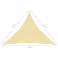 Thumbnail for Sonnensegel HDPE Dreieckig 3,6x3,6x3,6 m Beige