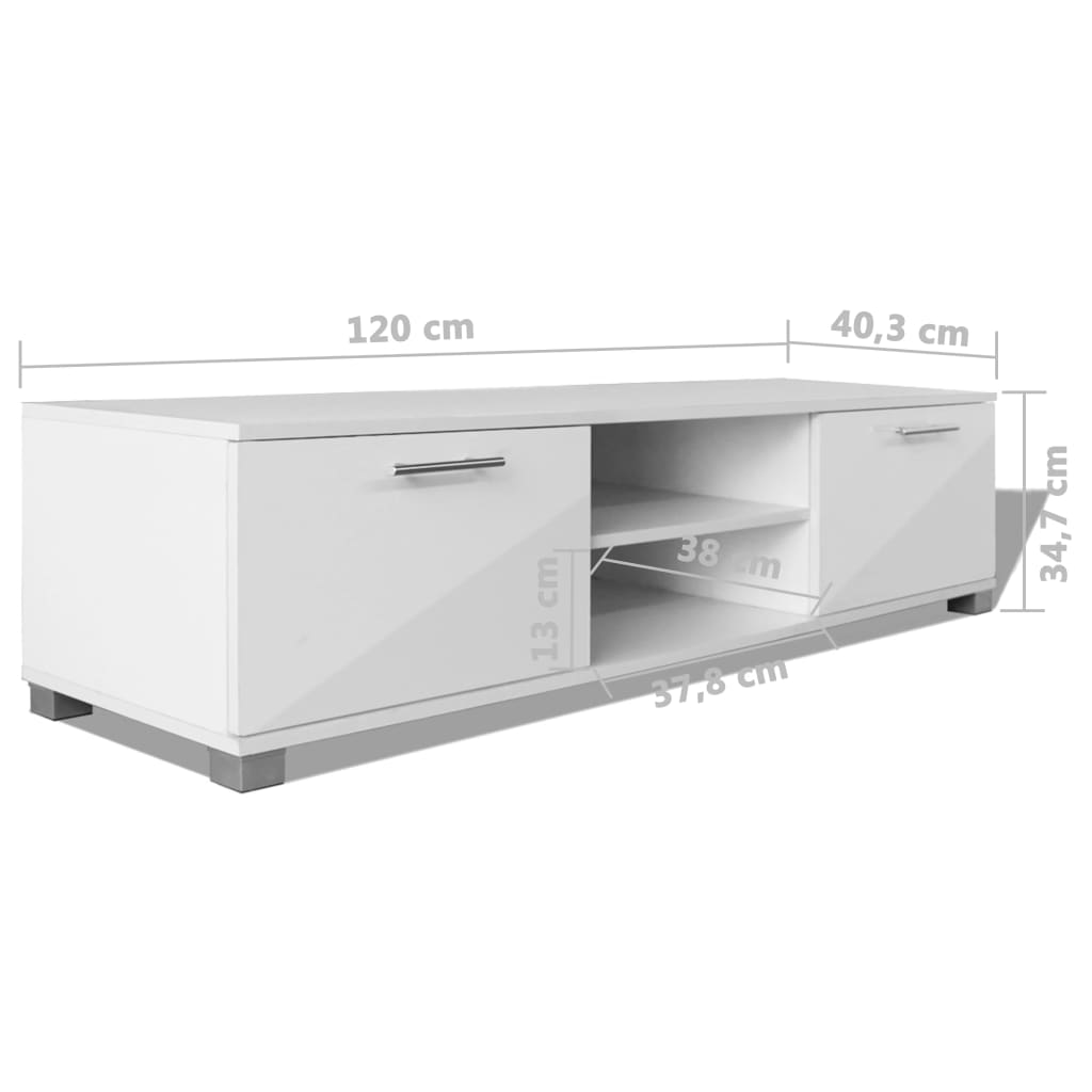 TV-Schrank Hochglanz-Weiß 120×40,3×34,7 cm