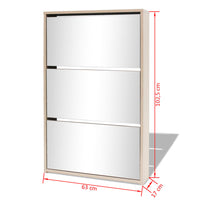 Thumbnail for Schuhschrank mit 3 Fächern Spiegel Eiche-Optik 63x17x102,5 cm