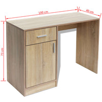 Thumbnail for Schreibtisch mit Schublade und Schrank Eiche 100x40x73 cm