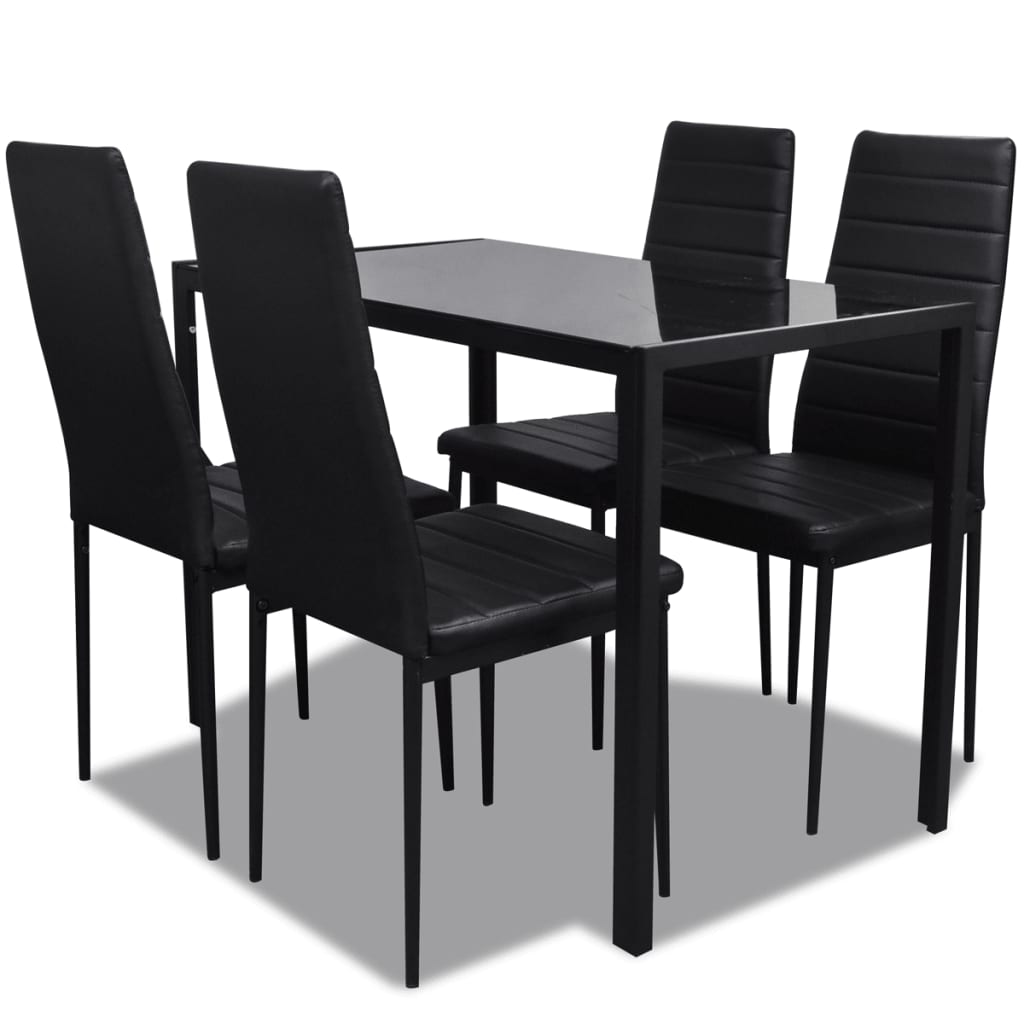 5tlg. Esstisch Set Schwarz