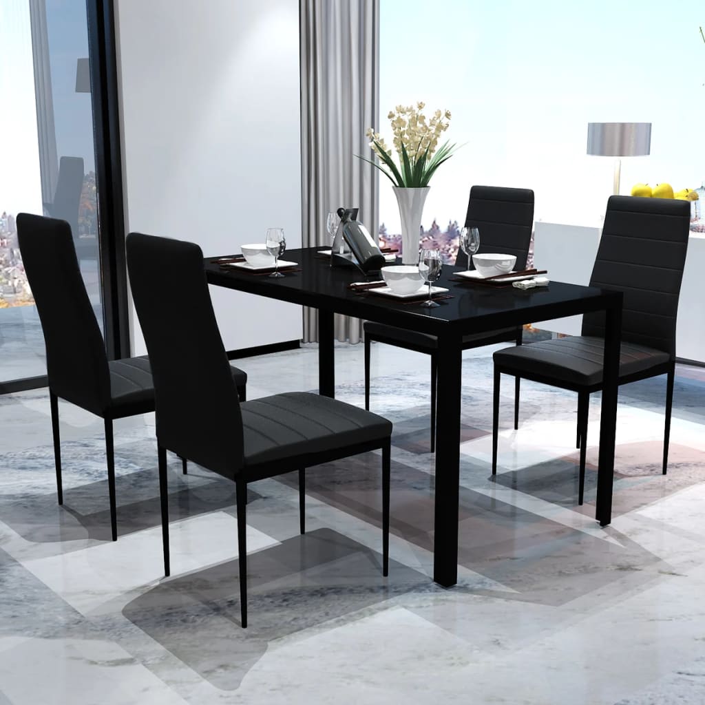 5tlg. Esstisch Set Schwarz