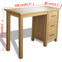 Thumbnail for Schreibtisch mit 3 Schubladen 106x40x75 cm Massivholz Eiche