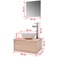 Thumbnail for 4-tlg. Badmöbel-Set mit Waschbecken und Wasserhahn Beige