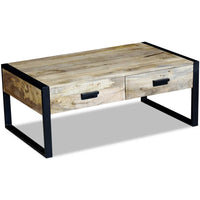 Thumbnail for Couchtisch mit 2 Schubladen Mangoholz Massiv 100x60x40 cm
