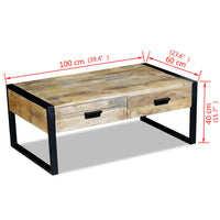 Thumbnail for Couchtisch mit 2 Schubladen Mangoholz Massiv 100x60x40 cm