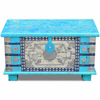 Thumbnail for Aufbewahrungstruhe Blau Mangoholz 80x40x45 cm