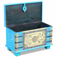 Thumbnail for Aufbewahrungstruhe Blau Mangoholz 80x40x45 cm