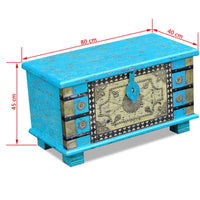 Thumbnail for Aufbewahrungstruhe Blau Mangoholz 80x40x45 cm