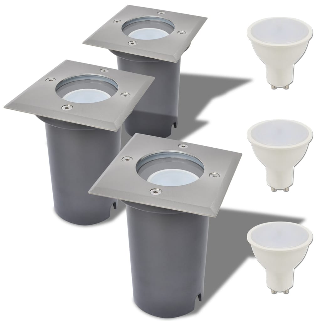 Outdoor LED-Bodenleuchten 3 Stk. Quadratisch