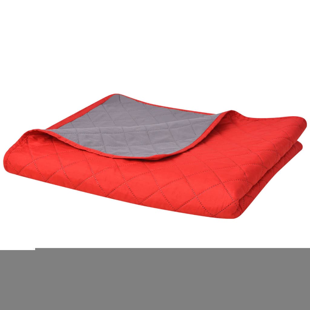 131557 vidaXL Double-sided Quilted Bedspread Red and Grey 230x260 cm