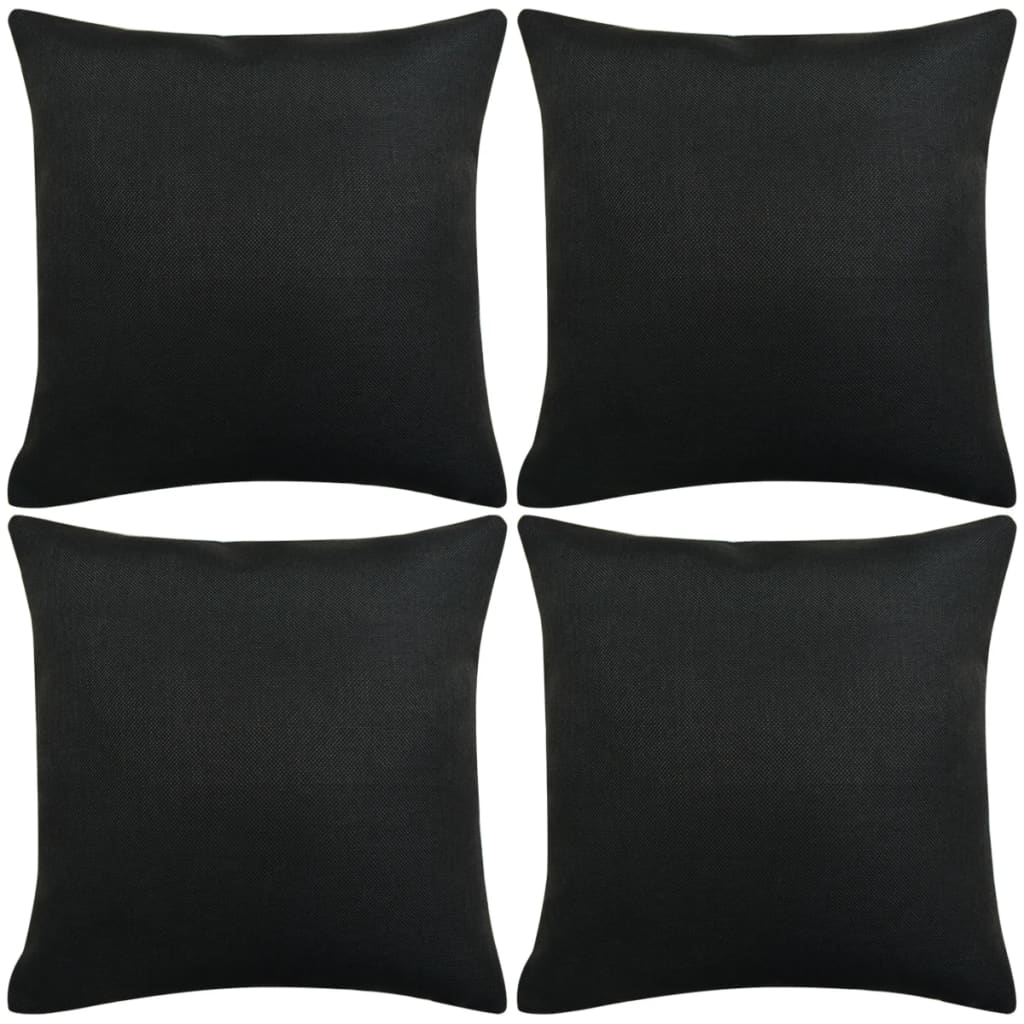 Kissenbezüge 4 Stk. Leinenoptik Schwarz 50x50 cm