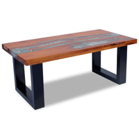 Thumbnail for Couchtisch Teak Harz 100x50 cm