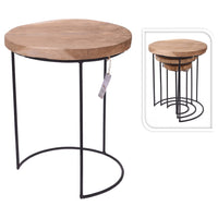 Thumbnail for H&S Collection 3-tlg. Beistelltisch-Set Teak und Metall
