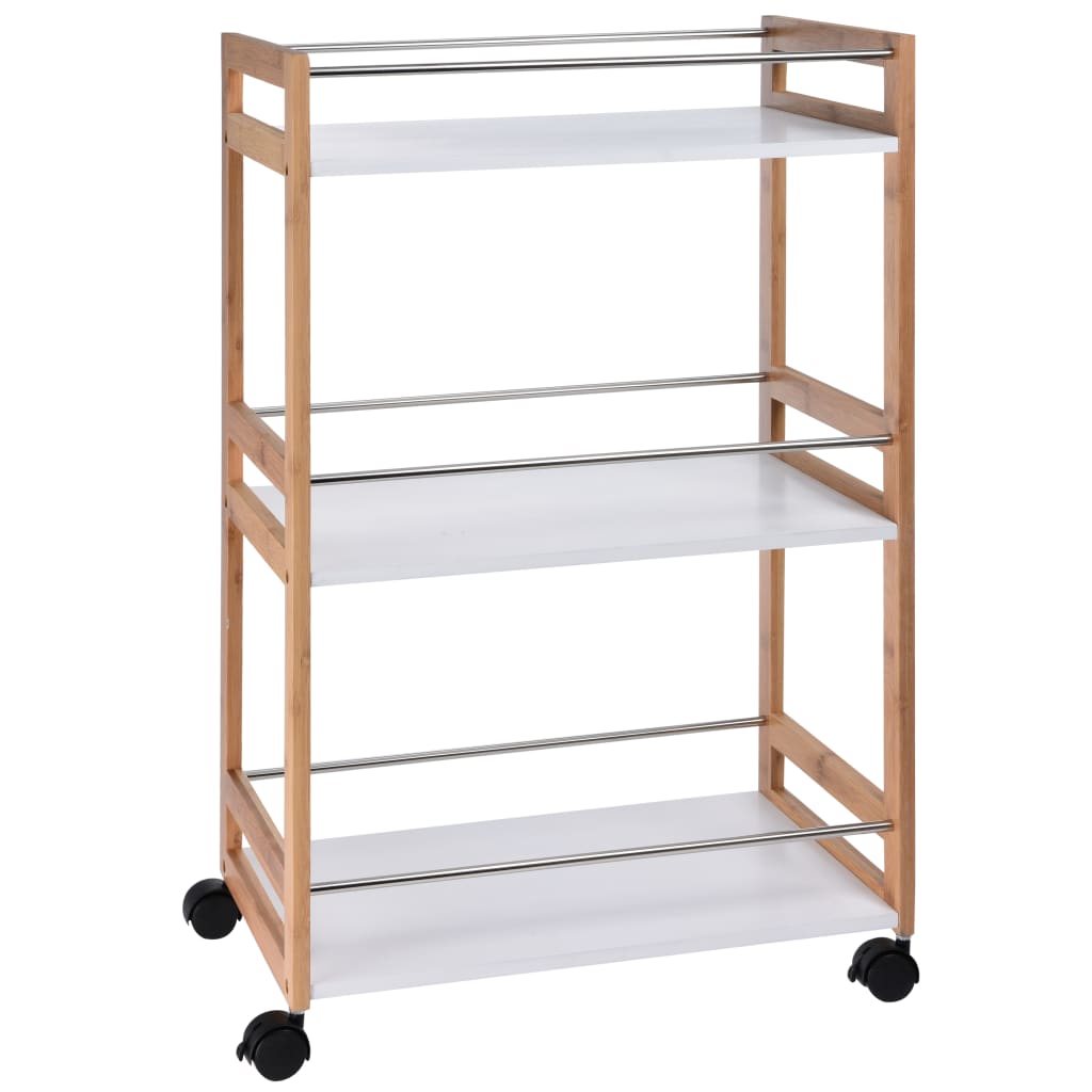 Excellent Houseware Küchenwagen 51×30×80 cm Bambus Beige Weiß