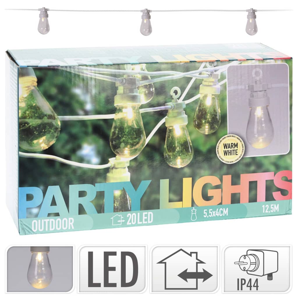 ProGarden LED Party-Lichterkette 20 Leuchtmittel 12V