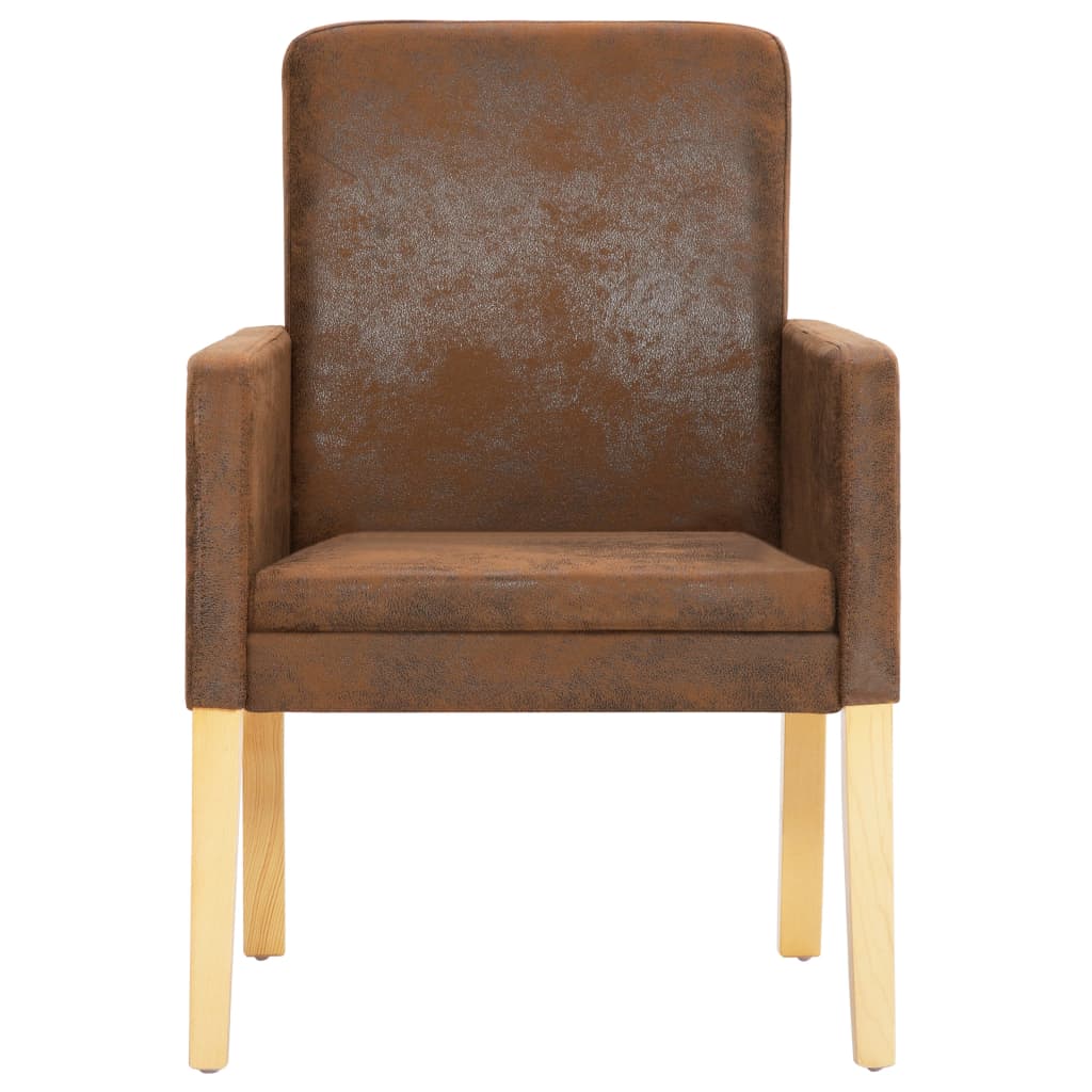 Esszimmerstühle 2 Stk. Braun Wildleder-Optik