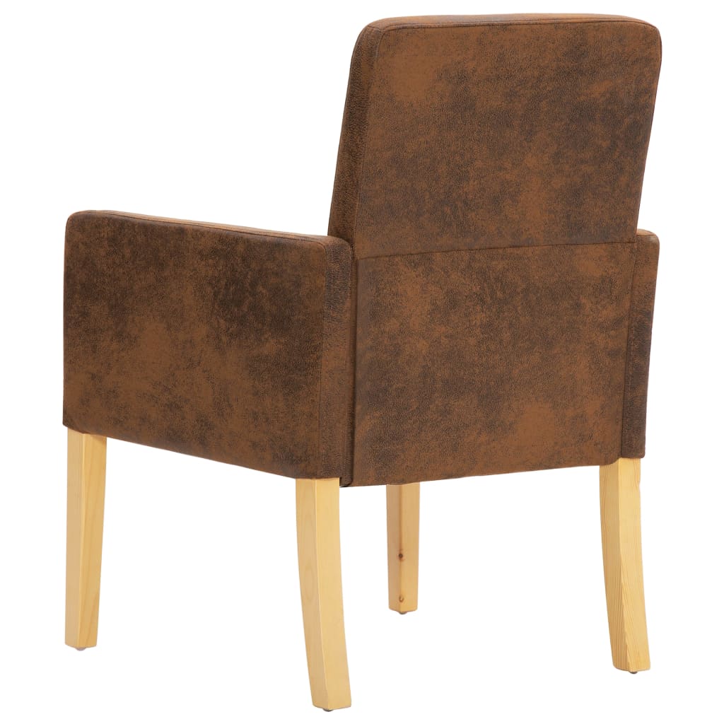 Esszimmerstühle 2 Stk. Braun Wildleder-Optik