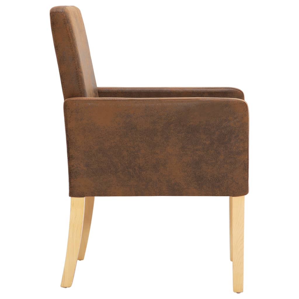 Esszimmerstühle 2 Stk. Braun Wildleder-Optik