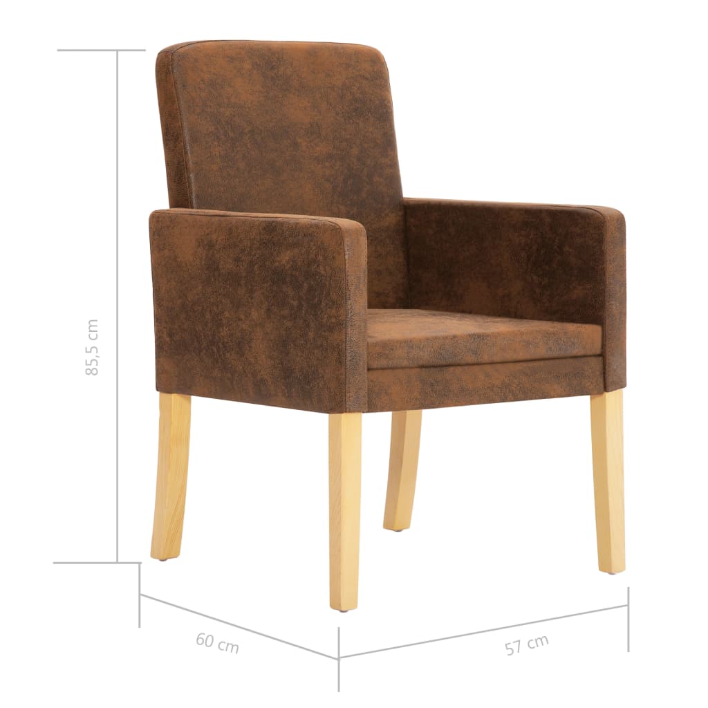 Esszimmerstühle 2 Stk. Braun Wildleder-Optik