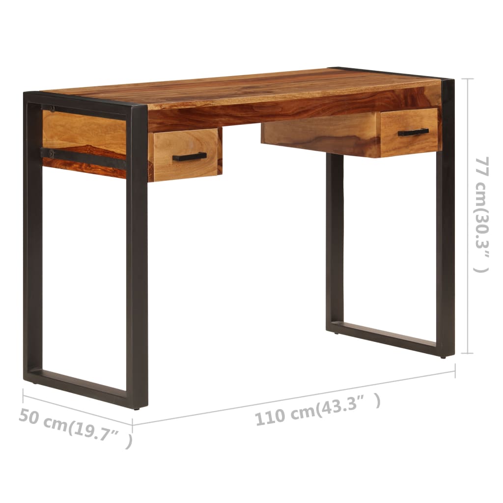 Schreibtisch mit 2 Schubladen 110x50x77 cm Massivholz