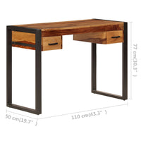 Thumbnail for Schreibtisch mit 2 Schubladen 110x50x77 cm Massivholz