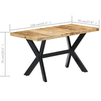 Thumbnail for Esstisch 140 x 70 x 75 cm Massives Raues Mangoholz