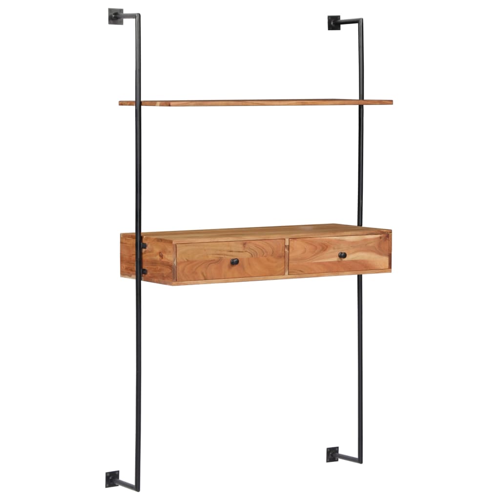 Wandschreibtisch 90 x 40 x 170 cm Massivholz Akazie