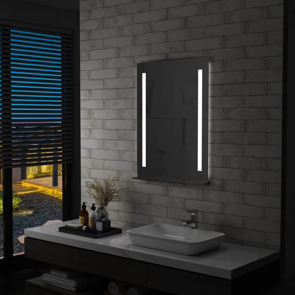 Badezimmer-LED-Wandspiegel mit Regal 60×80 cm