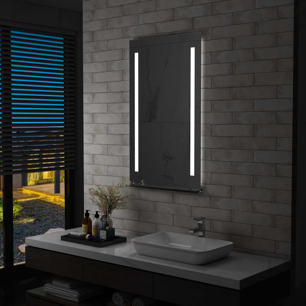 Badezimmer-LED-Wandspiegel mit Regal 60×100 cm