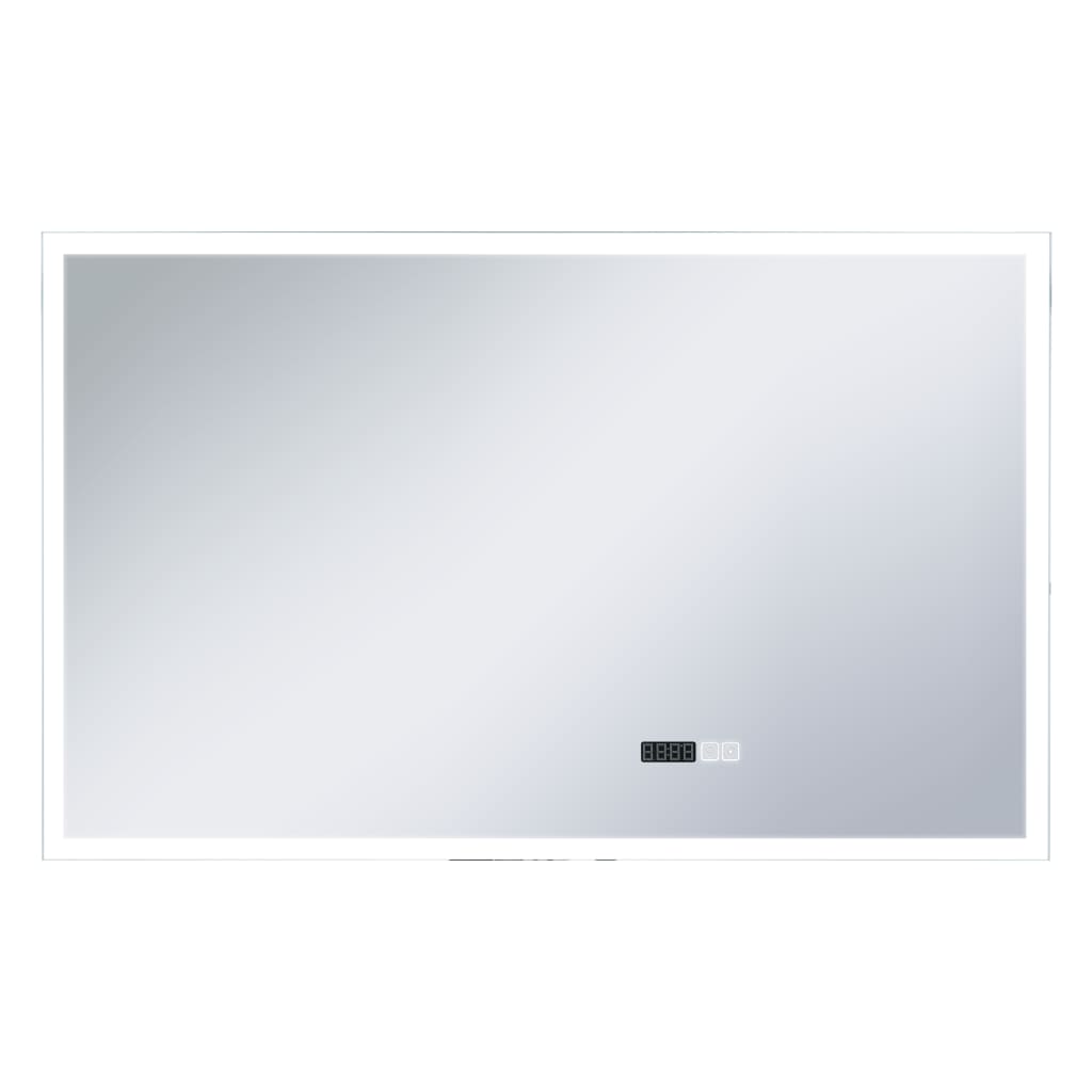 LED-Badspiegel mit Touch-Sensor und Zeitanzeige 100×60 cm