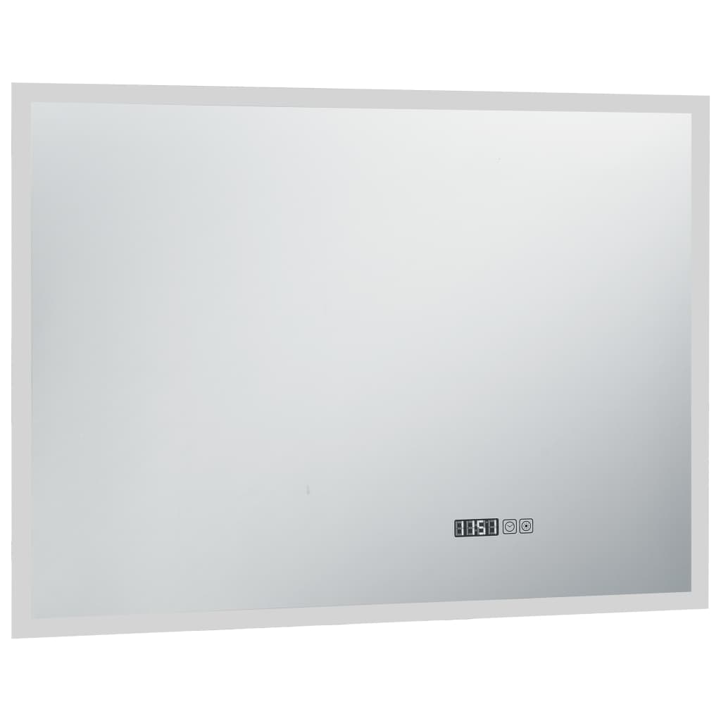 LED-Badspiegel mit Touch-Sensor und Zeitanzeige 100×60 cm