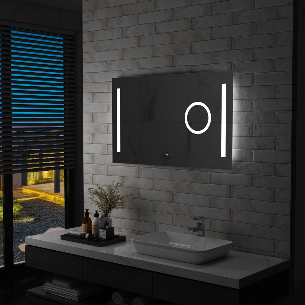 Badezimmer-Wandspiegel mit LED und Touch-Sensor 100 x 60 cm