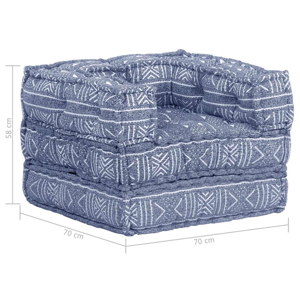 Modularer Pouf Indigo Stoff