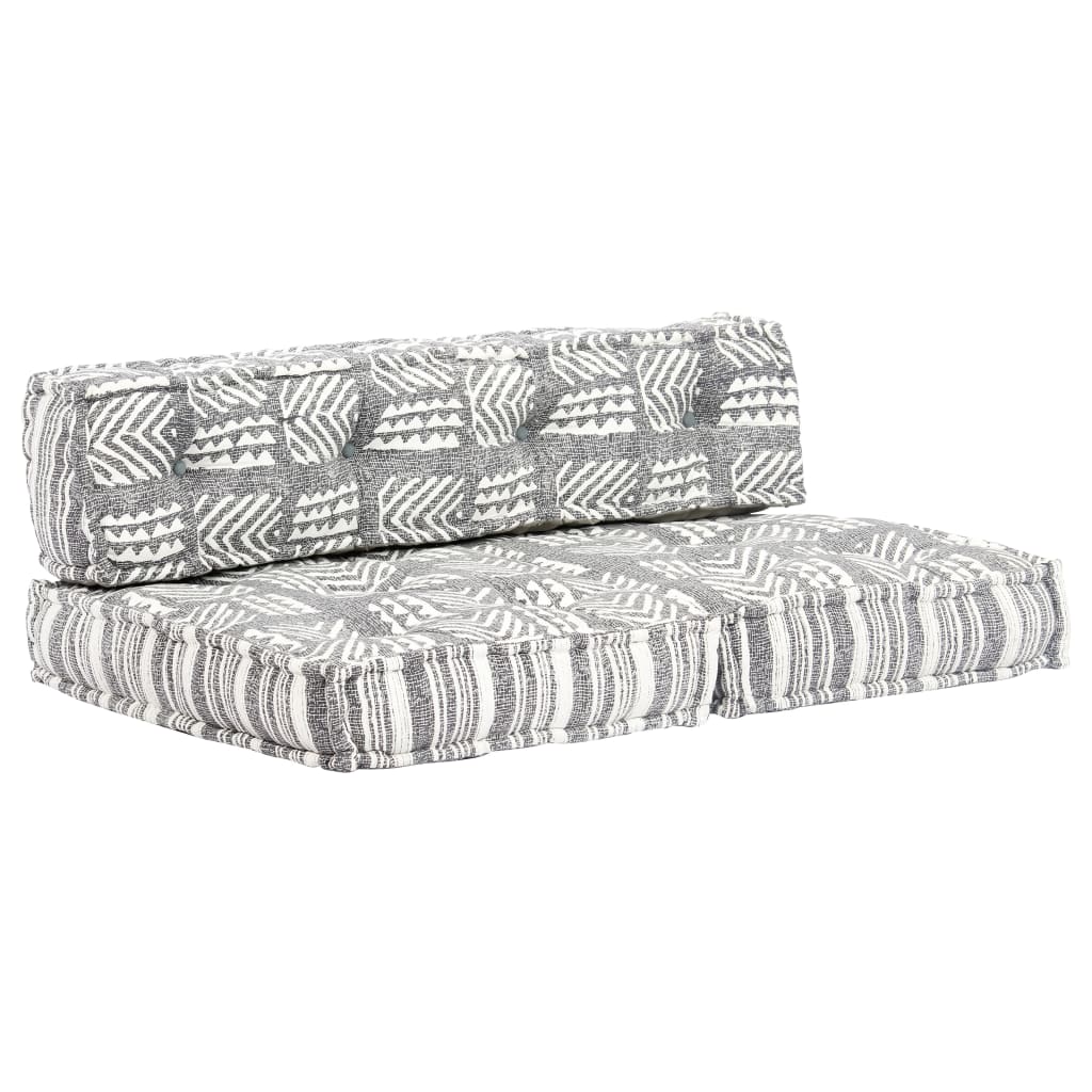 Pouf Grau Gestreift Stoff