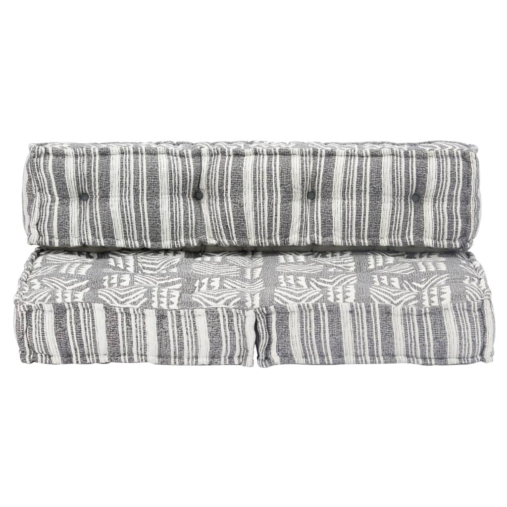 Pouf Grau Gestreift Stoff