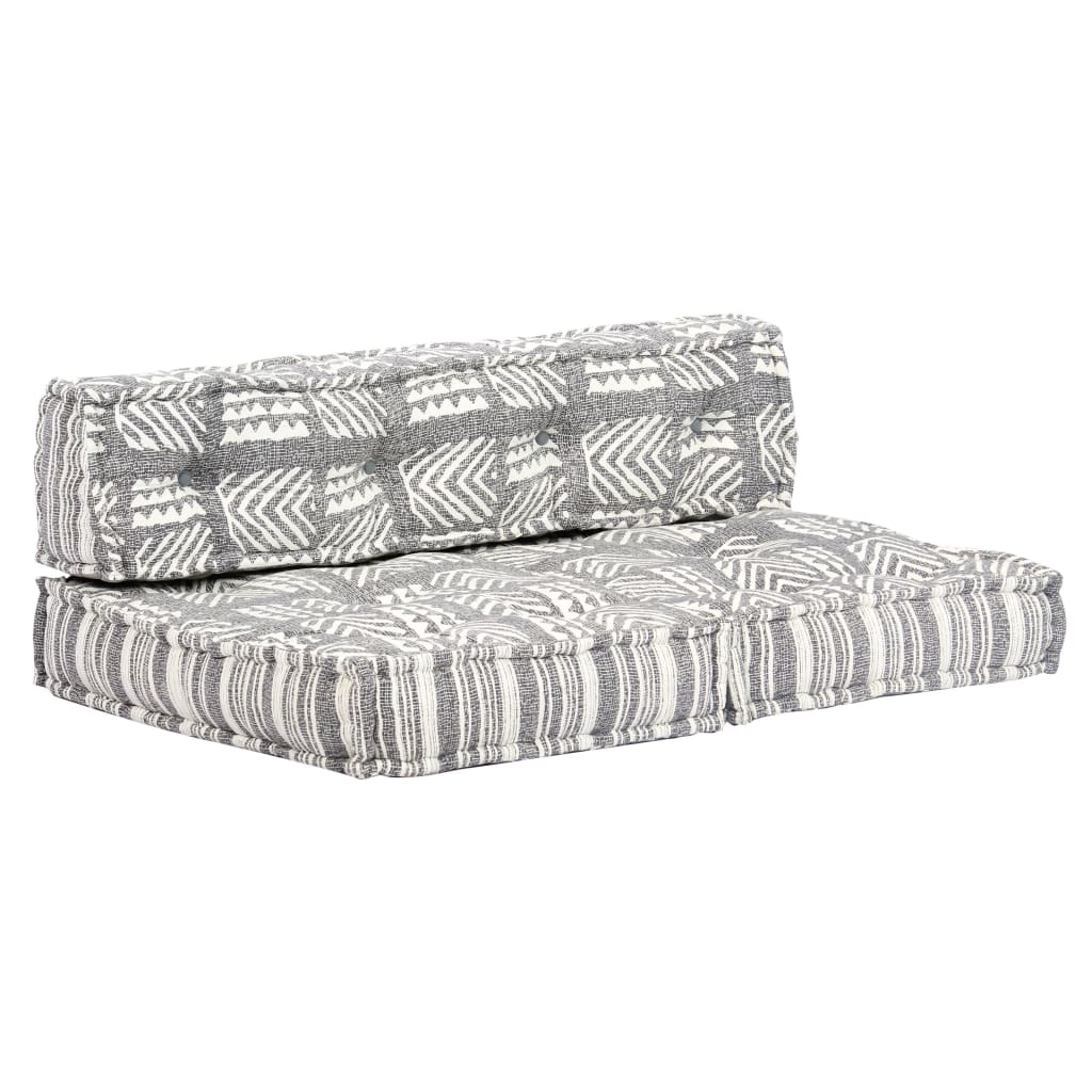 Pouf Grau Gestreift Stoff