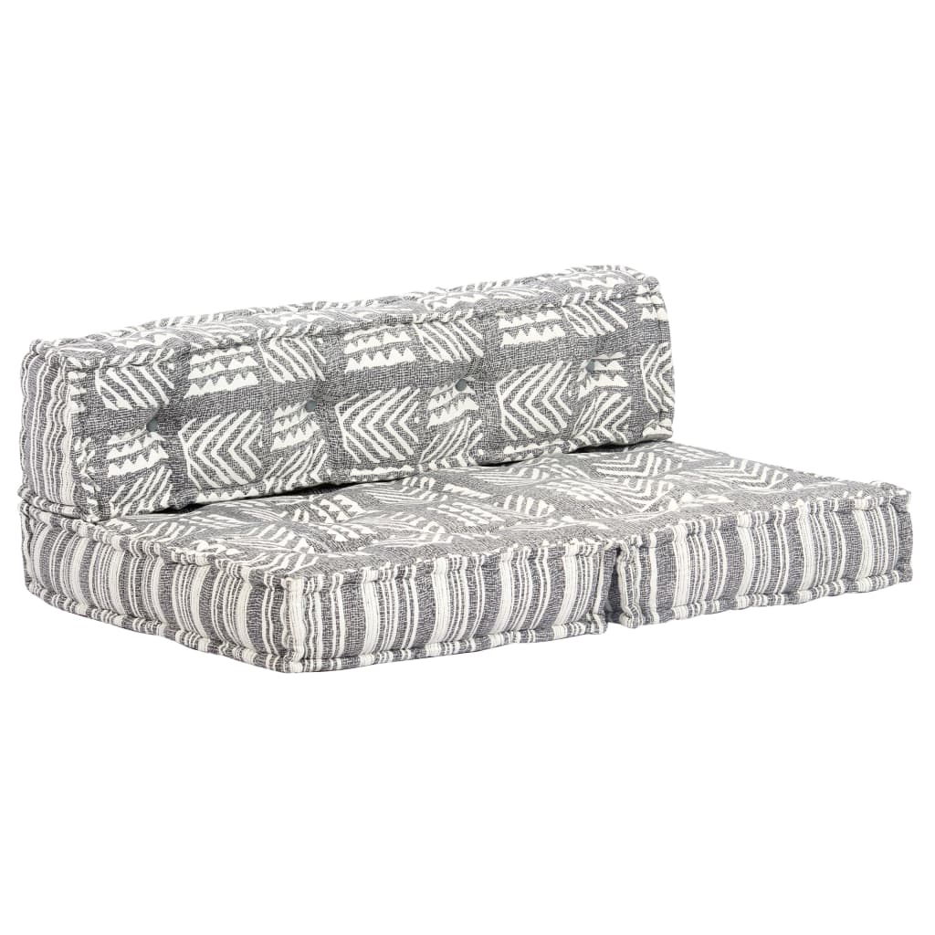 Pouf Grau Gestreift Stoff