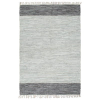Thumbnail for Handgewebter Chindi-Teppich Leder 120x170 cm Grau