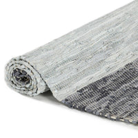 Thumbnail for Handgewebter Chindi-Teppich Leder 120x170 cm Grau
