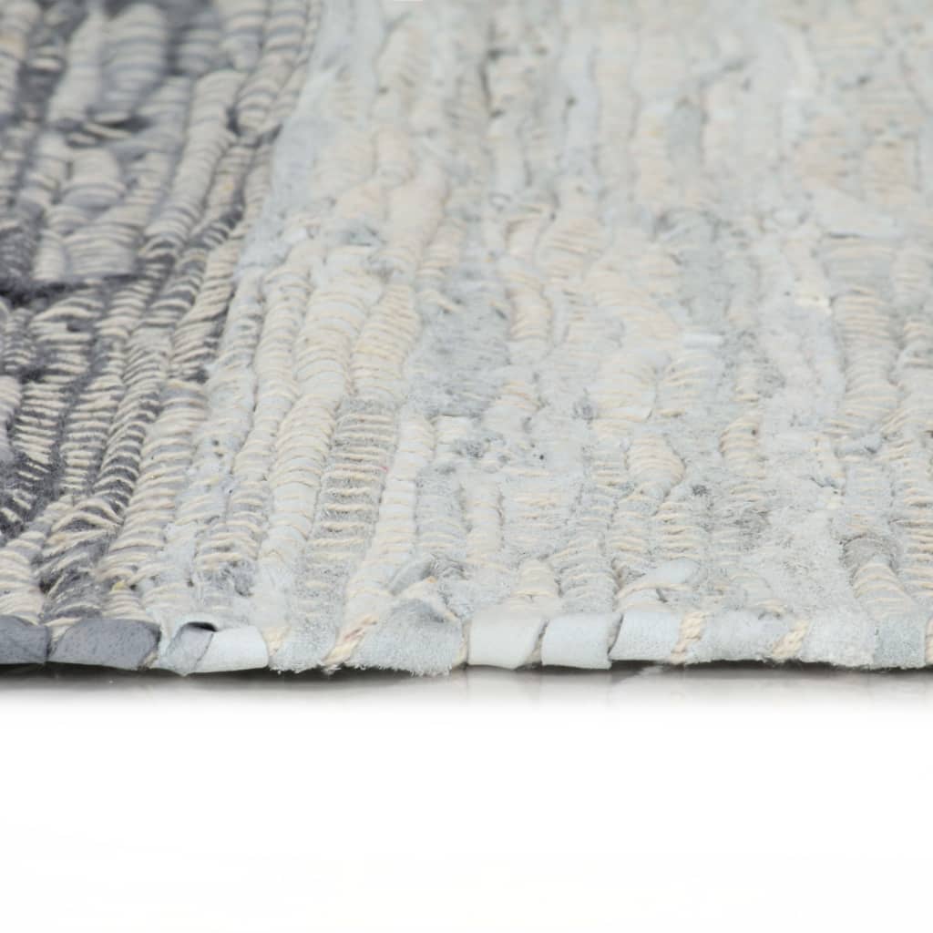 Handgewebter Chindi-Teppich Leder 120x170 cm Grau