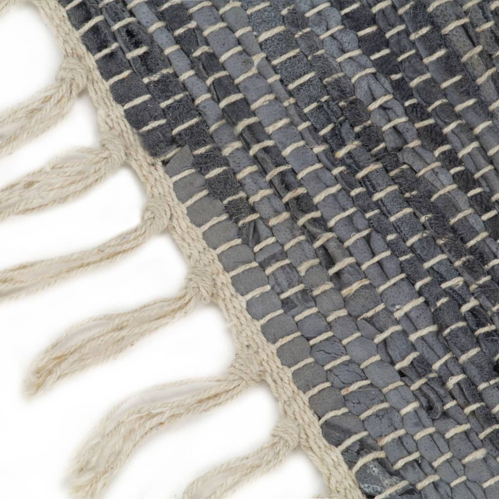 Handgewebter Chindi-Teppich Leder 120x170 cm Grau