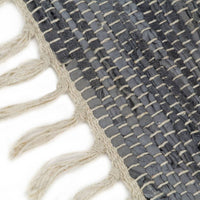 Thumbnail for Handgewebter Chindi-Teppich Leder 120x170 cm Grau
