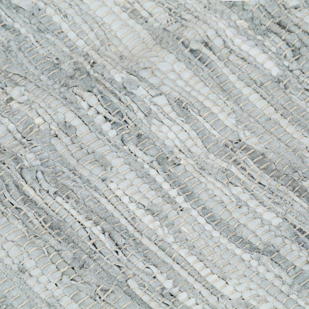 Handgewebter Chindi-Teppich Leder 120x170 cm Grau