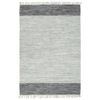 Thumbnail for Handgewebter Chindi-Teppich Leder 190x280 cm Grau