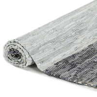 Thumbnail for Handgewebter Chindi-Teppich Leder 190x280 cm Grau